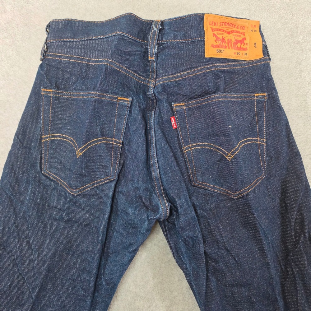 Levis 501 Original Fit Mens Jeans 30x34 Dark Indigo WaterLess ButtonFly Straight